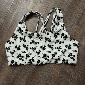 Senita Floral Black and White Sports Bra